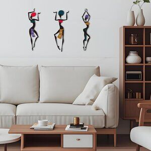 3 Pc Set Metal Wall Arts Ethnic Home Decor Dance Style Colorful Wall Decor New